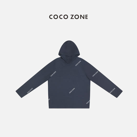 COCO ZONE 2024高级感纯色丝光双面连帽休闲长袖T恤24C10202 商品图1
