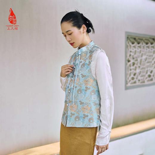 SAINTJOY/上久楷宋锦女士马甲 团龙杂宝菊花纹 复古 马夹 立领 DWW24013 商品图4