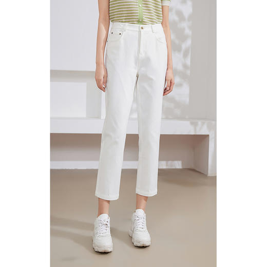 乔万尼夏季新品白色牛仔裤通勤显瘦裤子EM2F861 商品图2