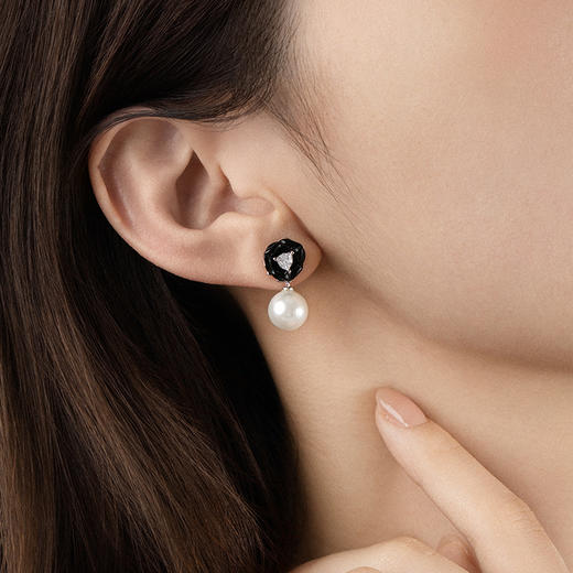 耳钉合集【茶色玫瑰】【夜色玫瑰】贝珠耳钉 商品图3