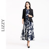LIZZY 优雅赫本风无袖高腰镶拼条大裙摆显瘦印花连衣裙7914 商品缩略图3