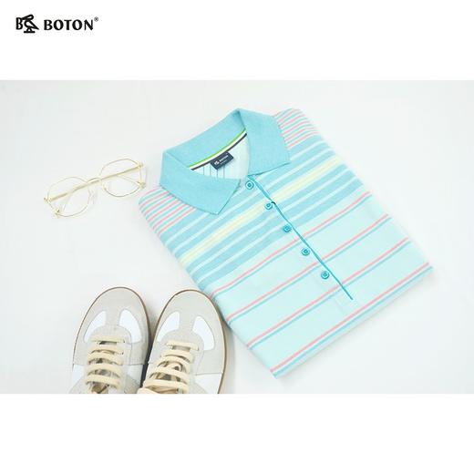 【第2件半价！尾货清仓不退换】波顿夏季女士短袖T恤马卡龙条纹翻领舒适百搭polo衫LT199215 商品图3