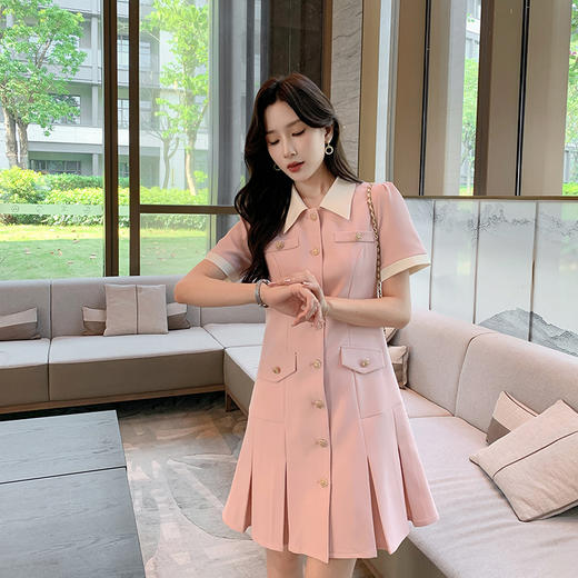 [奢姿轻奢系列]撞色翻领连衣裙大码女装夏季新款胖妹妹开衫裙子8942890096【1】 商品图4