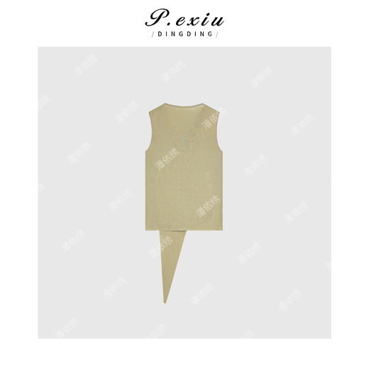 03-4潘依绣丁丁宠粉PanYiXiu/潘依绣【微醺白茶】100%天丝法式飘带无袖针织背心 ZZ0562 商品图2