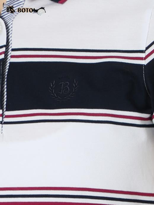 波顿夏季翻领Polo衫女条纹短袖潮流修身纯棉中年T恤LT198219 商品图4