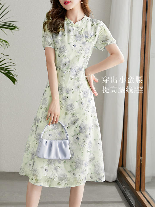 【专属特价】熙世界民国油画风旗袍裙女复古立领新中式改良连衣裙夏新款 商品图1