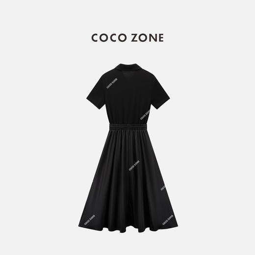 COCO ZONE "主角连衣裙”设计感短袖拼接连衣裙翻领简约长裙CC1B1486 商品图1