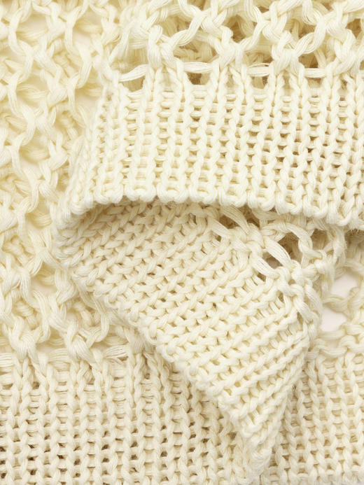 COCO ZONE 时尚圆领设计感镂空毛衣宽条纹长袖上衣CC1B1128 商品图6