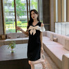 【307号】  [奢姿轻奢系列]大码女装2024夏季蝴蝶结装饰裙子胖妹妹露肩连衣裙8942826454 商品缩略图4