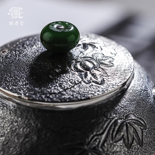 鹤鼎堂闻天系列瓠叶麻纹錾刻南瓜急须（银色）(缺货） 商品图1