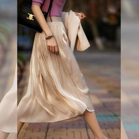 「6色可选！仙女流光蓬蓬裙子」新款半身裙女薄款百褶双层丝光蓬蓬裙 清新网纱韩版清新褶皱仙女裙