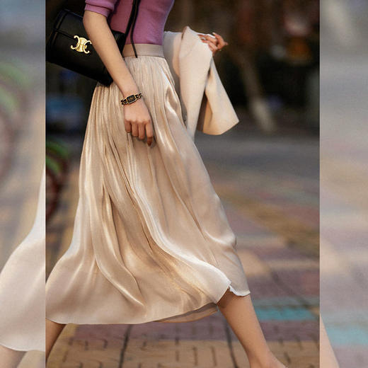 「6色可选！仙女流光蓬蓬裙子」新款半身裙女薄款百褶双层丝光蓬蓬裙 清新网纱韩版清新褶皱仙女裙 商品图0