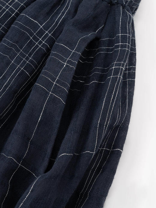 COCO ZONE "繁星半裙“棉麻混纺高级感格纹A字半身裙气质松紧腰中长裙CC1B0919 商品图5