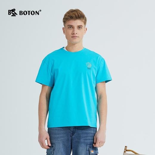 波顿短袖t恤男士夏季圆领印花百搭纯色半袖打底衫上衣潮MT880221 商品图1