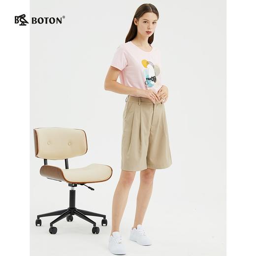 【第2件半价！尾货清仓不退换】波顿短袖t恤女夏季宽松微弹力纯色百搭圆领上衣半袖体恤LT262221 商品图4