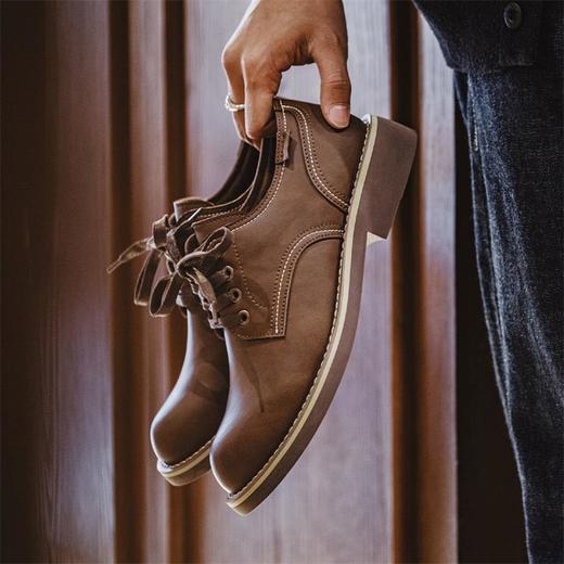马登低帮工装鞋子圆头美式复古德比鞋英伦风休闲皮鞋 商品图4