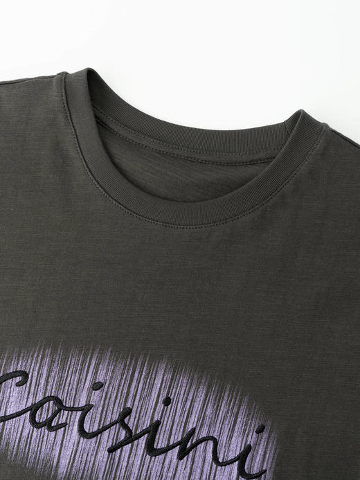 COCO ZONE “灰紫”时尚字母短袖T恤百搭圆领休闲上衣CC2B1182 商品图4