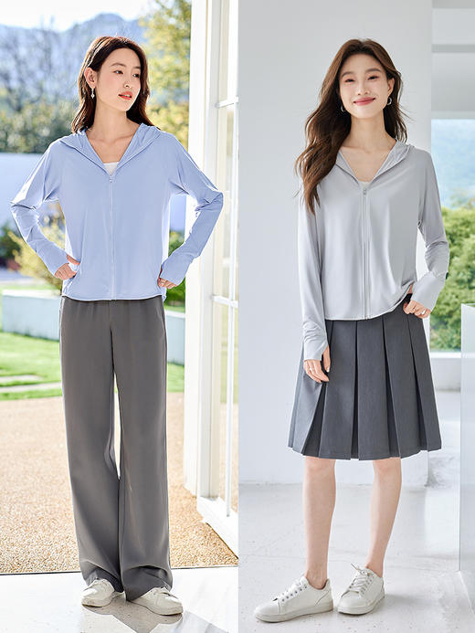 【专属特价】熙世界冰丝防晒衣女宽松防紫外线原纱透气云朵外穿防晒服薄外套 商品图3