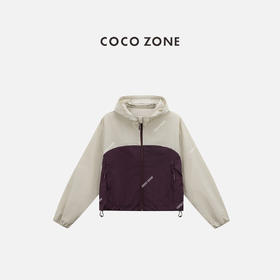 COCO ZONE "紫米皮肤衣“设计感撞色拼接外套时尚连帽长袖上衣CC1B1465