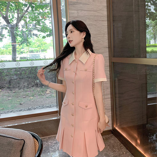 [奢姿轻奢系列]撞色翻领连衣裙大码女装夏季新款胖妹妹开衫裙子8942890096【1】 商品图1