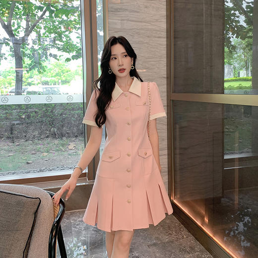 [奢姿轻奢系列]撞色翻领连衣裙大码女装夏季新款胖妹妹开衫裙子8942890096【1】 商品图2