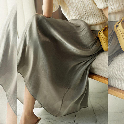 「6色可选！仙女流光蓬蓬裙子」新款半身裙女薄款百褶双层丝光蓬蓬裙 清新网纱韩版清新褶皱仙女裙 商品图3