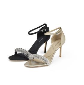 westory夏季新款法式全细闪钻交叉绑带中空礼服鞋细高跟凉鞋W24BG61911