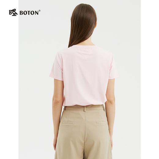 【第2件半价！尾货清仓不退换】波顿短袖t恤女夏季宽松微弹力纯色百搭圆领上衣半袖体恤LT262221 商品图3