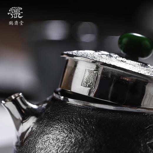 鹤鼎堂闻天系列瓠叶麻纹錾刻南瓜急须（银色）(缺货） 商品图4