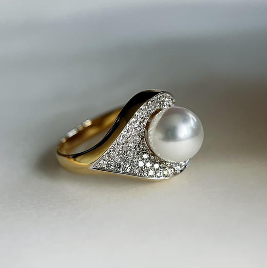 CLASSIC系列 14K镶钻石和AKOYA珍珠 戒指 商品图1