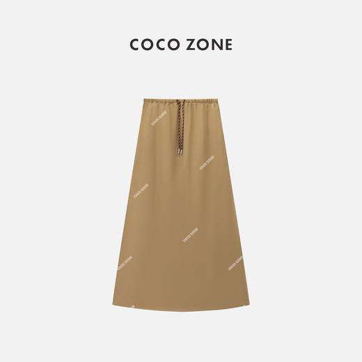 COCO ZONE 夏季纯色松紧腰抽绳半身裙简约气质百搭中长裙CC1B0984 商品图5