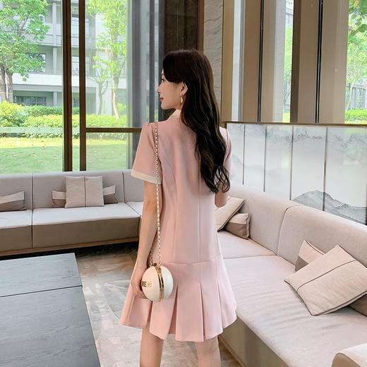 [奢姿轻奢系列]撞色翻领连衣裙大码女装夏季新款胖妹妹开衫裙子8942890096【1】 商品图3