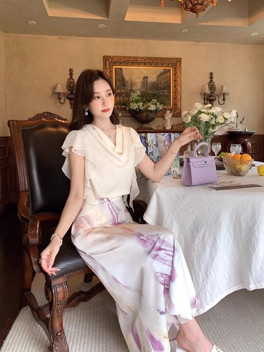 张心子【浪漫马黛】高级感荡领飞袖上衣女夏新款气质洋气小衫 U2406001 商品图8