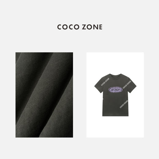 COCO ZONE “灰紫”时尚字母短袖T恤百搭圆领休闲上衣CC2B1182 商品图2
