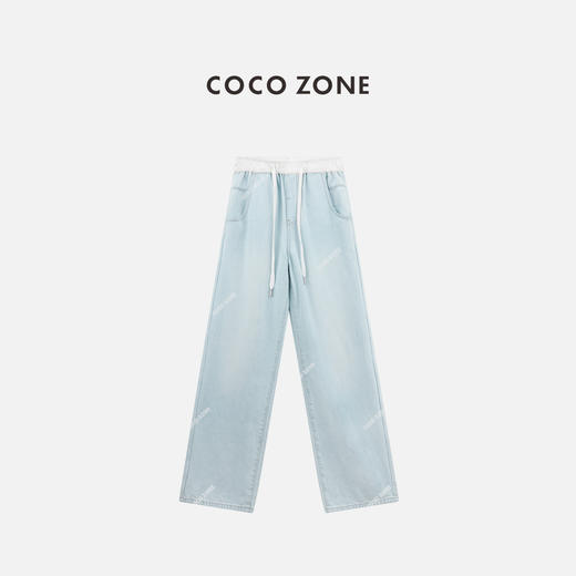COCO ZONE 夏季松紧腰休闲裤宽松显瘦直筒阔腿裤CC1B1133 商品图0