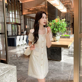 【清仓超15天不保价】[奢姿轻奢系列]小香风绣花连衣裙大码女装夏季新款胖妹妹气质裙子8942890069【1】