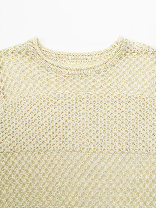 COCO ZONE 时尚圆领设计感镂空毛衣宽条纹长袖上衣CC1B1128 商品图4