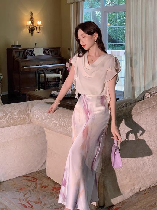 张心子【浪漫马黛】高级感荡领飞袖上衣女夏新款气质洋气小衫 U2406001 商品图10