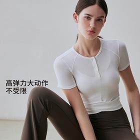 跃牌【周游世界系列】高级感运动短袖女交叉扭结设计罗纹弹力TP0704
