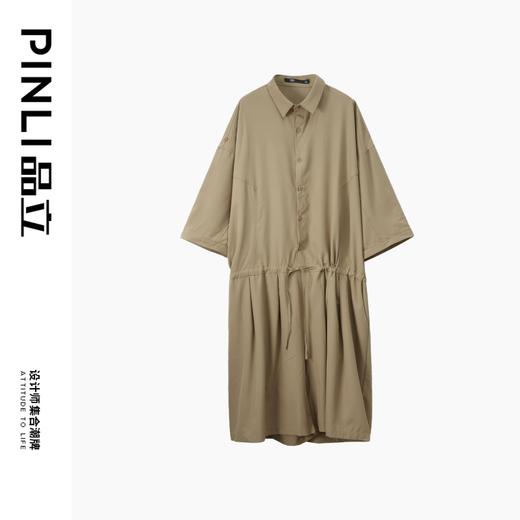 PINLI品立裁魂2024夏季新款暗黑宽松连体松短裤男纯色休闲套装潮BC242117164 商品图3