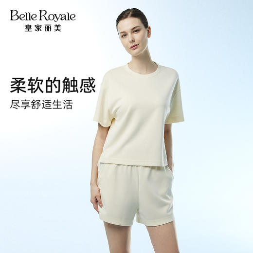皇家丽美空气棉纯色男女情侣款家居服短袖短裤套头套装JJT9108JJT9101 商品图1