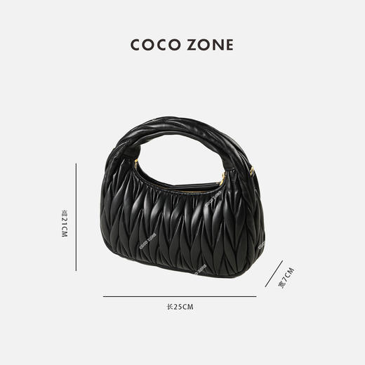 COCO ZONE高级感单肩斜挎包包褶皱饺子包 23C29427时尚 商品图1