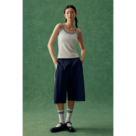 GOODBAI GB logo刺绣撞色针织交叉吊带背心