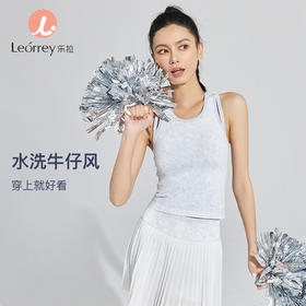 Leorrey/乐拉自带打底裤水洗牛仔时尚透气夏季跑步户外运动百褶裙