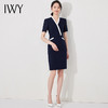 IWY/短袖连衣裙女新款女装气质藏青色裙子时尚职业工作服夏24Q503 商品缩略图1