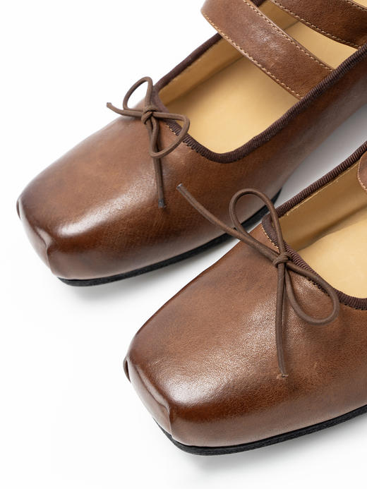 COCO ZONE 复古蝴蝶结平底鞋时尚一字带方头单鞋CC2B1069 商品图2