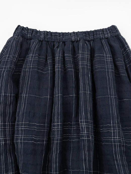 COCO ZONE "繁星半裙“棉麻混纺高级感格纹A字半身裙气质松紧腰中长裙CC1B0919 商品图4