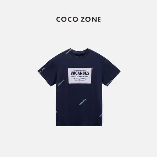 COCO ZONE 100棉夏季字母短袖T恤圆领上衣CC2B1003 商品图0