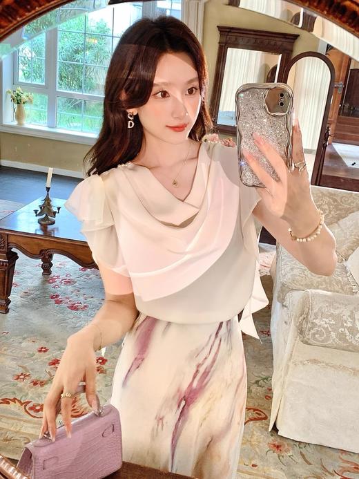 张心子【浪漫马黛】高级感荡领飞袖上衣女夏新款气质洋气小衫 U2406001 商品图12