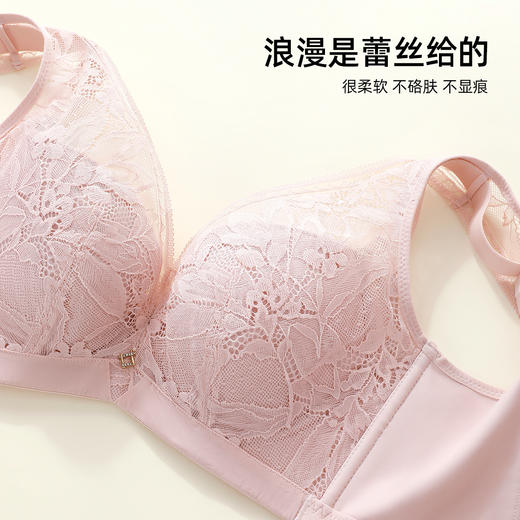 【商场同款】熳洁儿 大胸显小文胸CDE杯薄款背心式文胸含桑蚕丝蕾丝内衣22701307 商品图3